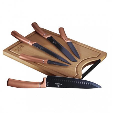 5 VIRTUVINIŲ PEILIŲ RINKINYS SU PJAUSTYMO LENTA BERLINGER HAUS BH-2575-Peilių rinkiniai BerlingerHaus-Peiliai BerlingerHaus-inte