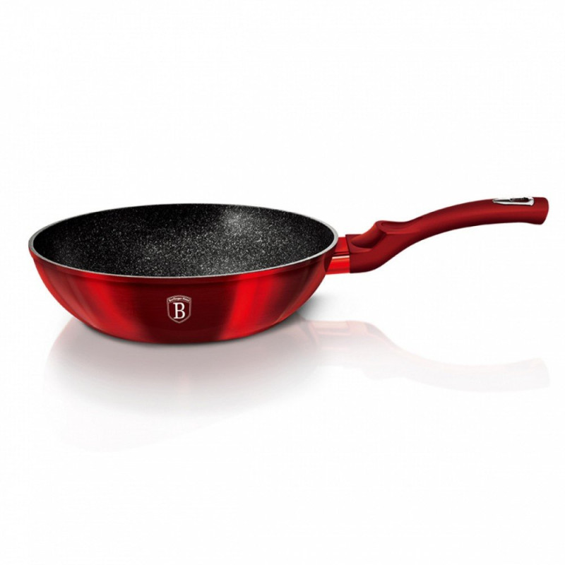 Akmens masės keptuvė 30 cm BERLINGER HAUS LINE BH-6166 BURGUNDIJOS spalvos